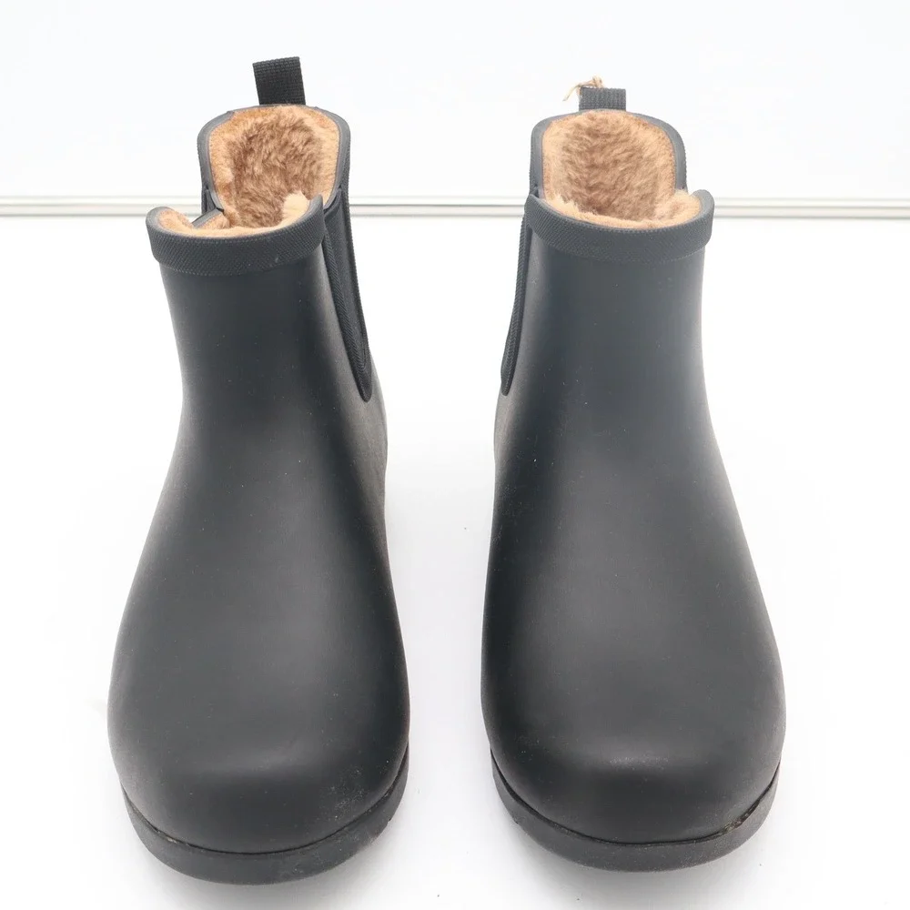 Chooka Womens Black Chelsea Rain Boots Plush Lined Waterproof Size 11 NEW